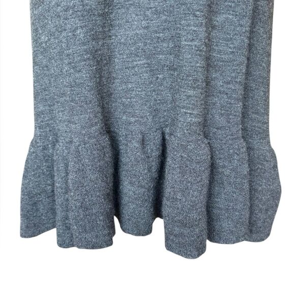 Free People Wool Mini Dress Ruffle Cuffs and Hem Scoop Neck Womens Large Gray - Picture 3 of 8